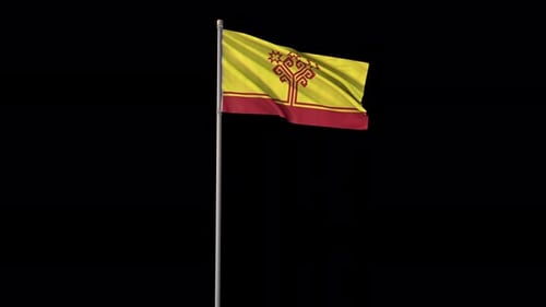 Chuvashia Flag Waving on Black Background