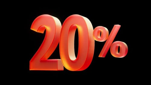 Modern 3D Glossy Orange 20% Percent Reveal