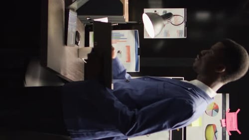 Vertical Video Police Officer Solving Crimes in Office