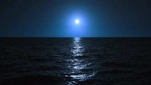 A Tranquil and Serene Night Ocean Scene Beautifully Captured in Slow Motion