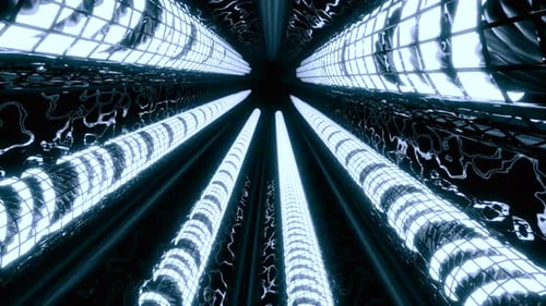 Futuristischer 3D-Tunnel mit Lichtröhren