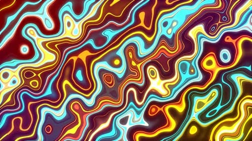Abstract Neon Glowing Liquid Lines Motion Background Loop