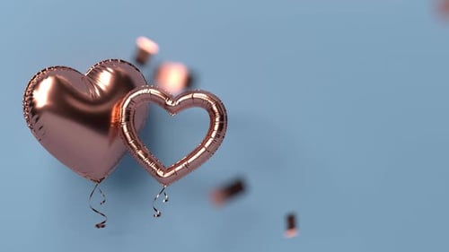 Floating Rose Gold Heart Balloons with Confetti for Romantic Events