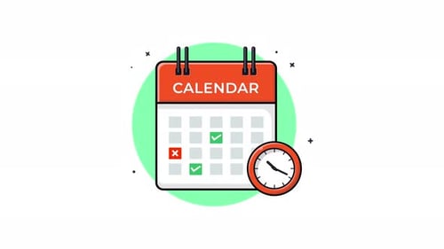 Flat Design Calendar and Clock Scheduling Animation