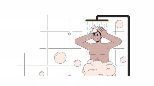Minimalist Animation of a Person Taking a Shower