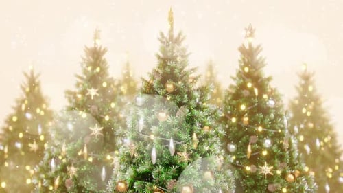 Seamless Loop of Decorated Christmas Trees with Glowing Lights