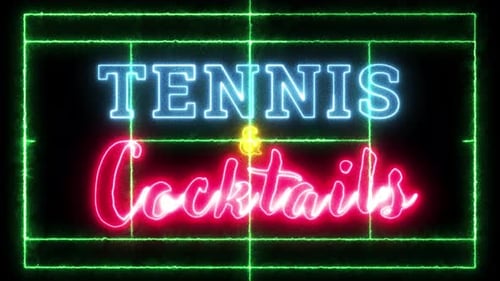 Tennis Cocktails Bar Sign with Neon Lights