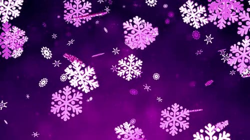Animated Pink Purple Snowflakes Winter Holiday Background