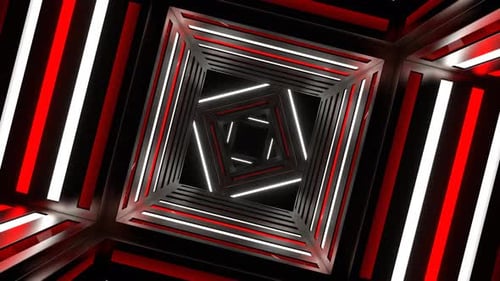 Red And White Neon Motion Effect Tunnel Background Vj Loop In 4K