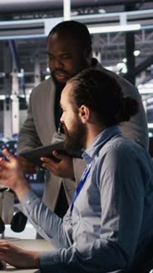 Vertical Video Data Center System Administration Team Collaborating on AI Automation