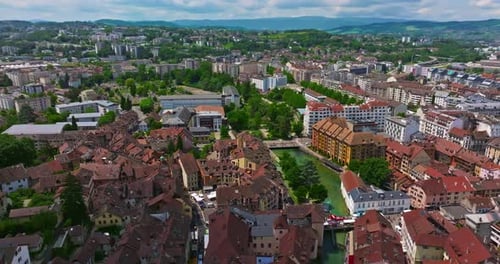 Aerial View of Annecy France Downtown View From Above One of the Most Picturesque and Visited Cities