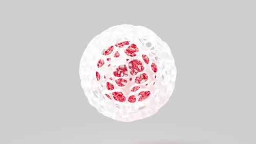 White and Red Glass Sphere Fullerenes Intro Able to Loop Seamless