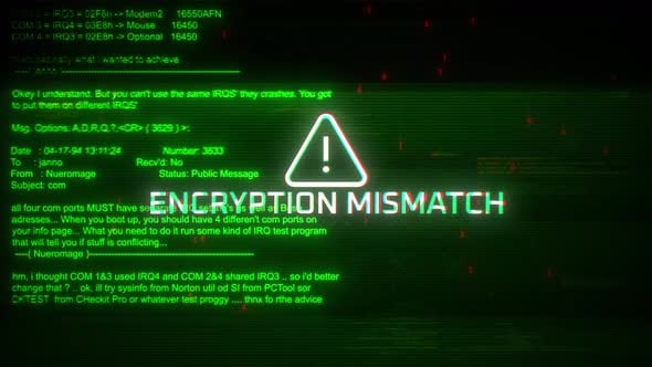 Encryption Mismatch Attentions Screen Motion On Abstract Technology ...