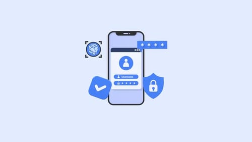 Digital Security Login Animation with Smartphone Interface