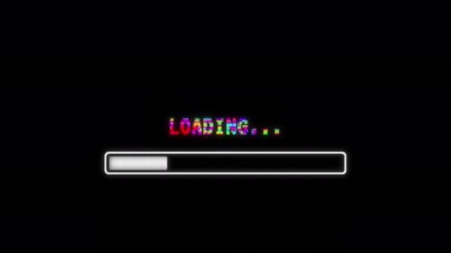 Animation de texte de la barre de chargement avec effet Glitch rétro Cyberpunk