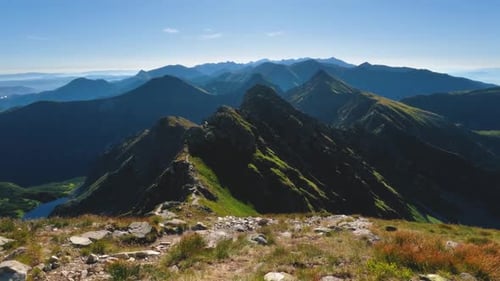 Green Alps Mountains in Sunny Morning Summer Nature Outdoor Background