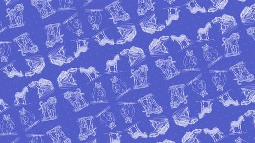 Animated Blueprint Animals Seamless Pattern Loop