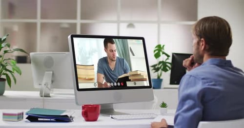 Two Men Having an Online Video Conference