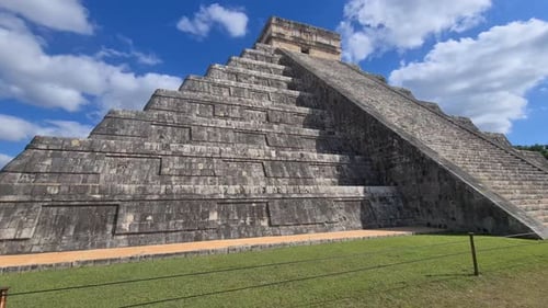 Chichen Itza, Mexico. Main Pyramidal Temple on Sunny Day, Close Up