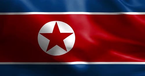 Realistic North Korea Flag Waving Loop Animation