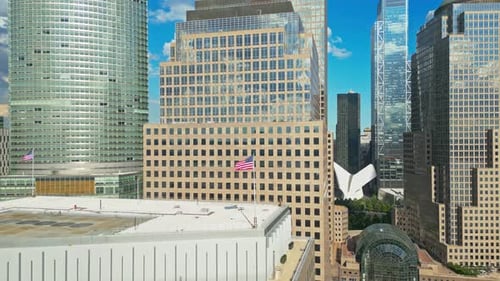 Aerial View of City Buildings on Sunny Day