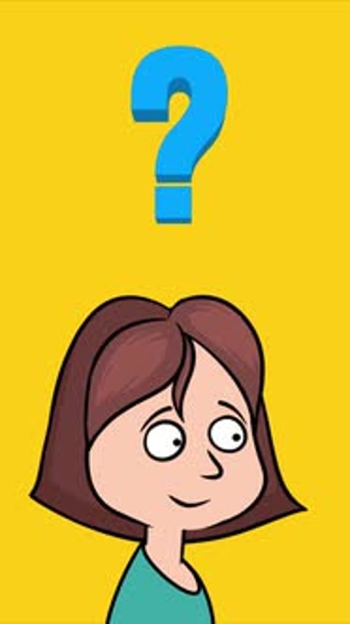Animated Cartoon Person Thinking with Question Mark