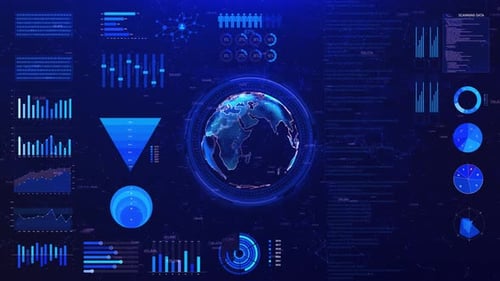 Erweiterte Datenanalyse-Dashboard-Anzeige Futuristischer Benutzeroberflächen HUD-Infografik-Elemente