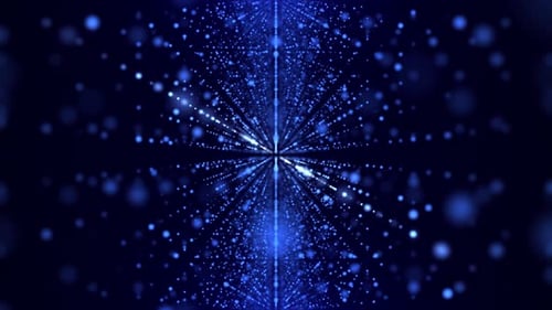 Blue Particle Grid Tunnel Background