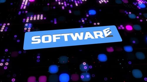 Futuristic Software Text Reveal on Digital Network Background
