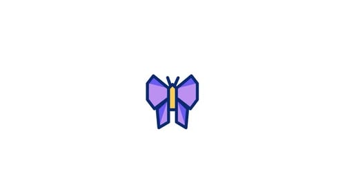 Geometric Flat Design Butterfly Icon Animation