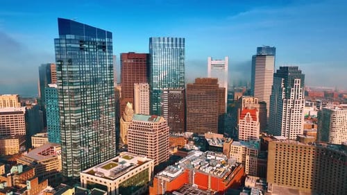 High-rise architecture in the financial center of Boston, Massachusetts, USA.