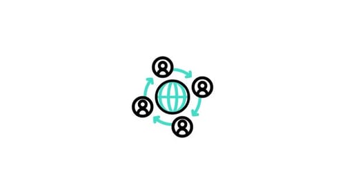 Minimalist Animated Icon of Global People Network