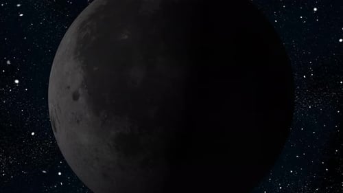 Realistic Rotating Moon Reveal in Starry Space Background