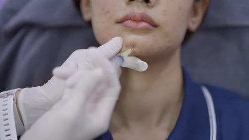 Unrecognizable Doctor Injecting Botox in Female Face Anti Aging Treatment in Plastic Surgery Clinic