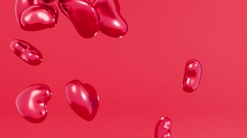 Fluid Red Heart Shapes Morphing Motion Background