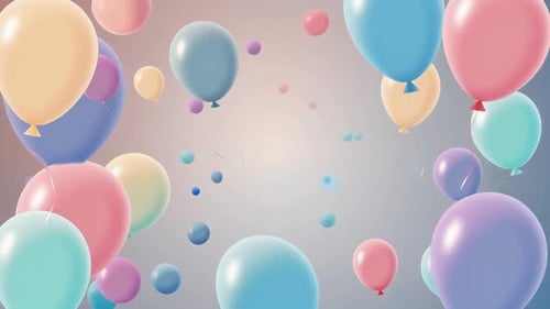 Pastellfarbene Luftballons, die nach oben schweben,