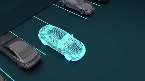 Autonomous Car Parking System with Digital Sensor Wireframe