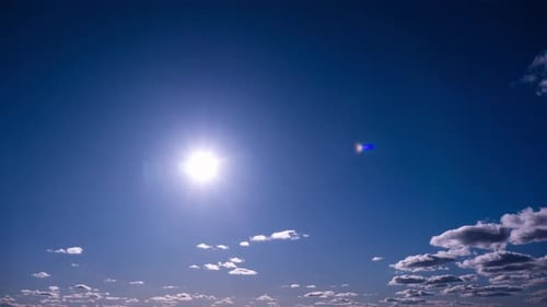 Sun and Clouds in a Blue Sky