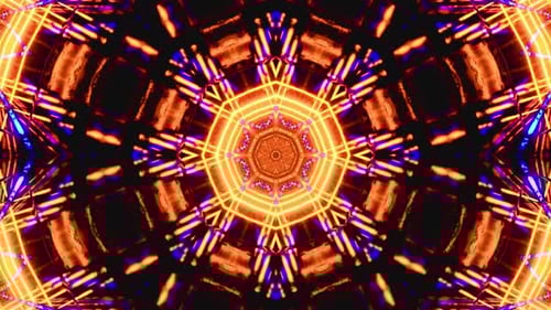 Abstract Neon Geometric Kaleidoscope Tunnel