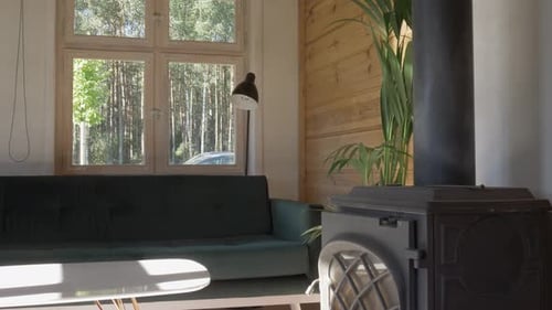 Modern Cabin Interior With Forest View