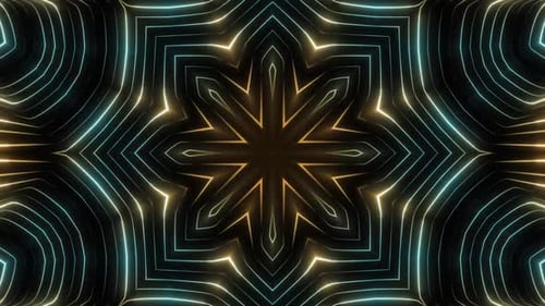 Glowing Geometric Kaleidoscope Star Pattern Animation