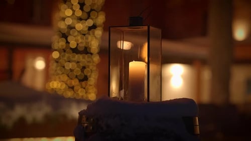 Beautiful Decorated Village House in Christmas Holiday Season in December