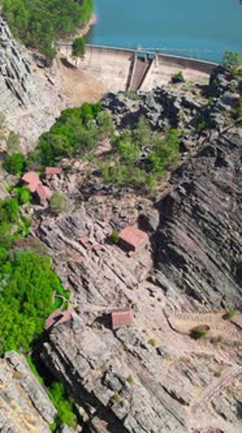 Aerial Vertical Video Village of Penha Garcia, Portugal