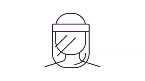 Animated Line Icon of Person Wearing Face Shield