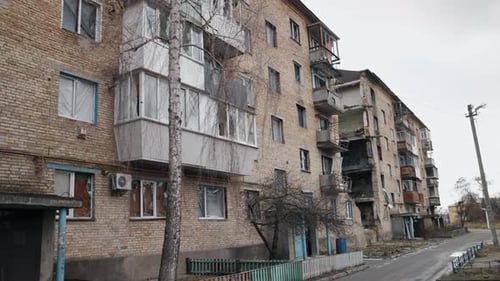 Collapsed Industrial Civilian Building Ukraine Bombing