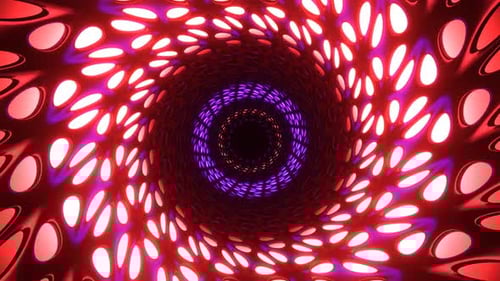 Purple And Red Neon Light In Grate Tunnel Background Vj Loop In 4K