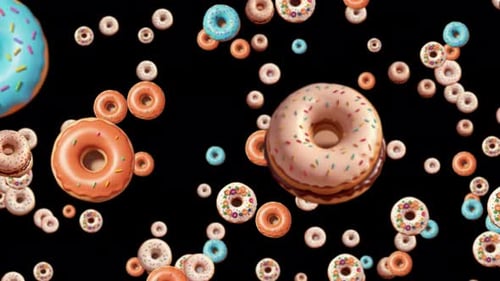 Delicious Colorful Donuts Falling Animated Background