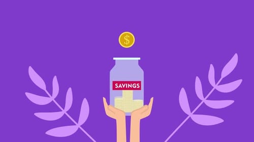 Dollarmünze sparen im Glasgefäß, Konzeptanimation