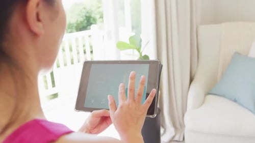 Tablet Controlling Home Smart Home Interface