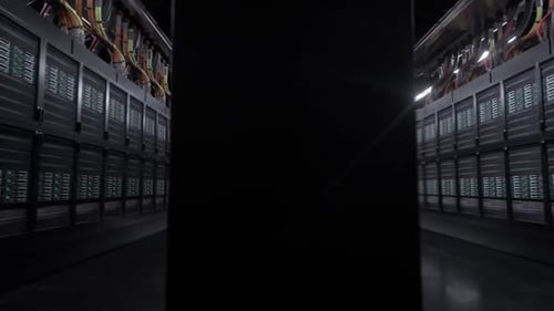 Modern Data Center Corridor with Server Racks